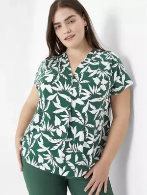 Lane Bryant Classic Cap Sleeve V Neck Pleat Front Blouse •14/16 thumbnail 1