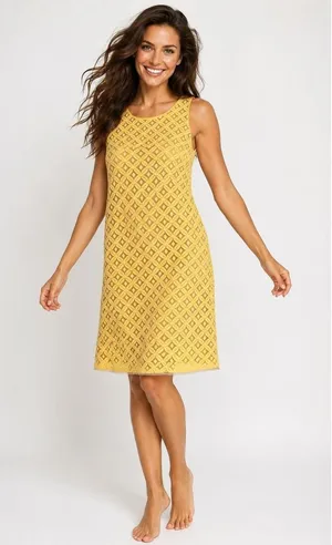Apt 9‎ Yellow Lace Sleeveless Shift Dress Knee Length Elegant Coquette Parisian thumbnail 1
