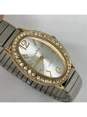 Peck & peck women’s gold tone watch 24mm rhinestones quartz watch running thumbnail 2