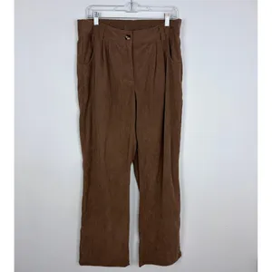 Halara High Rise Corduroy Pleated Straight Pants Soft Casual Brown Large Tall thumbnail 2