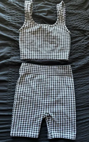 No Boundaries Checkered Biker Shorts and tank top thumbnail 1