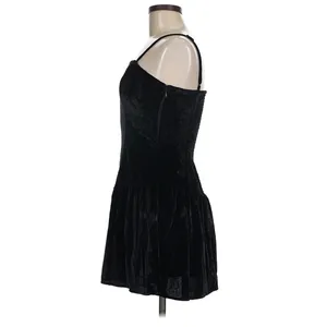 Maeve Drop-Waist Velvet Mini Dress Women Size M Black Goth Whimsigoth LBD thumbnail 4