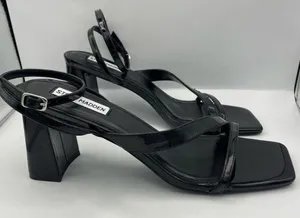 Steve Madden black patent leather strappy block heel sandals women Size 9.5M thumbnail 6