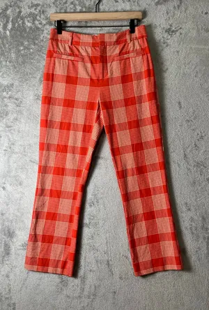 Maeve by Anthropologie Orange Plaid Kick Flare Pants 4 Cropped Career Office thumbnail 1