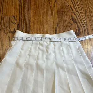 Los Angeles Apparel High-Waisted Pleated Tennis Skirt in White thumbnail 3