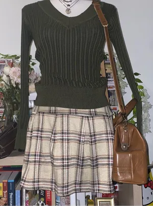 Derek Heart 90s vintage style whimsical dark academia plaid mini skirt thumbnail 1