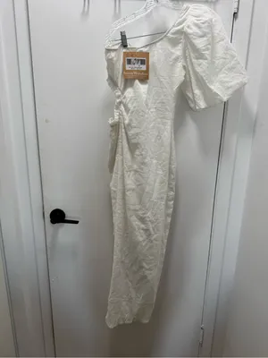 Seven Wonders White Marloe Cutout One Shoulder Puff Sleeve Maxi dress NWT Small thumbnail 7