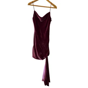 Cinq à Sept‎ Burgundy Velvet Ryder Cocktail Mini Dress Size 0 thumbnail 3