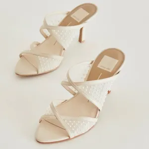 Dolce Vita Mandel Pearl Ivory Mesh Mule Heel Sandals thumbnail 2