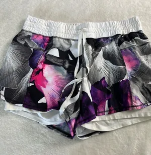 CALIA White Athletic Shorts with Pink & Purple Floral Print thumbnail 1