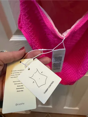 NWT Cupshe Hot Pink Textured One-Piece Swimsuit size xl thumbnail 3