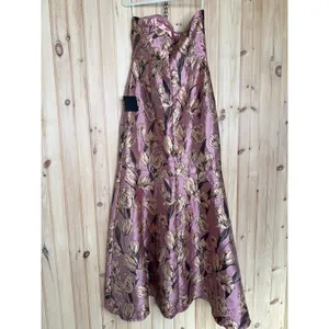 NWT Lulus Gowning Around Mauve Floral Jacquard Strapless Maxi Dress Party Gala L thumbnail 7