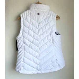 NWT TOMMY HILFIGER White Quilted Puffer Vest Chevron Gilet Womens Small thumbnail 2