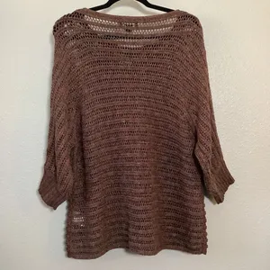 Tribal Brown Sweater XL Open‎ Knit Forest Fairy Autumn Fall Bohemian Boho Hippie thumbnail 2