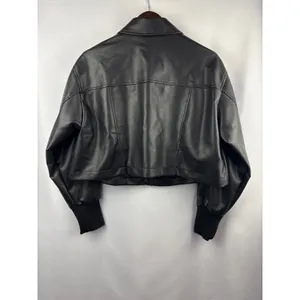 Women’s Open Edit Size 1X Black Faux Leather Biker Jacket thumbnail 3
