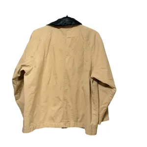 NIA Tan Cotton Canvas Barn Jacket Faux Leather Collar Zip Front NJ-2023-1 Small thumbnail 2