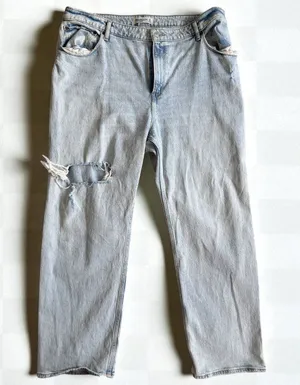 ABERCROMBIE & FITCH Curve Love Light Distressed High Rise 90s Relaxed Jean Sz 20 thumbnail 1