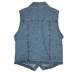 Vintage Bill Blass Denim‎ Vest Medium Blue Floral Embroidered Rhinestone 90s Y2K thumbnail 6