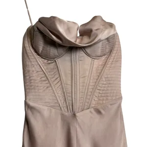 House of CB Myrna Crystal Satin Cowl Corset Sleeveless Midi Slip Dress Small thumbnail 5
