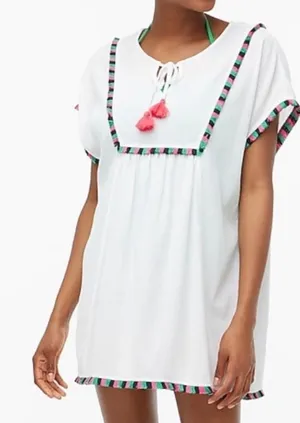 J. Crew Adorable White Fringe Beach Swim Cover Up‎ Tunic Top thumbnail 1