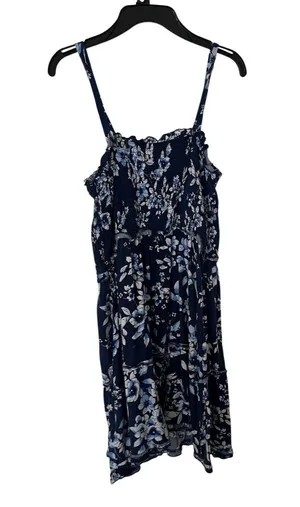 Band Of Gypsies Tiered Ruffle Mini Dress Blue Floral Large thumbnail 3