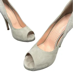 Marc Ellis New York Peep Toe Suede High Heels in light gray size 39 (US 9) thumbnail 6