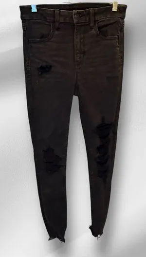 American Eagle‎ Super Hi-Rise Black Destroyed Jeans thumbnail 1
