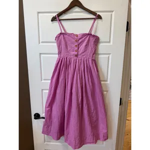 Free People Lilah Pink Pleated Tube Midi Dress Smocked Back Large thumbnail 2