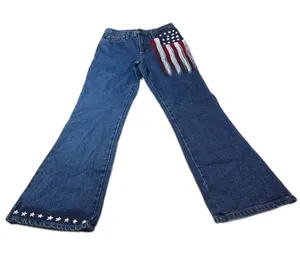 Second Generation Hand Painted American Flag Flare Jeans Size 16 thumbnail 1