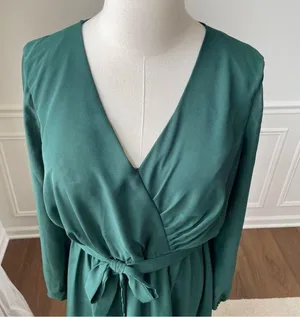 JJs House Dark Green Chiffon Long Sleeve Formal Gown Dress Prom Bridesmaid 10 thumbnail 3