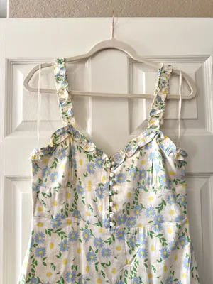 BNWT ZARA Pastel Floral Satin Sweetheart Ruffle Strap Mini Dress thumbnail 8
