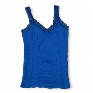 Y2K Royal Blue Lace Trim Cami Tank Top Sleeveless Ruched Shaping‎ Layering thumbnail 3
