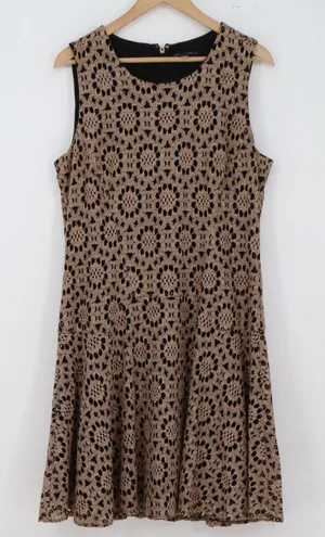 Tommy Hilfiger Dress Womens 14 Fit & Flare Tan Black Lace Sleeveless Excellent thumbnail 1
