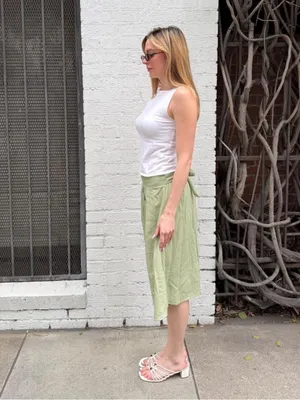 Target Green midi skirt with button detail sz M #cottagecore #boho #retro #sundaybest thumbnail 2