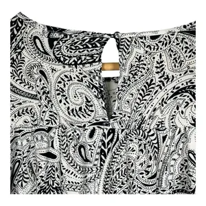 LOFT Womens Black White Paisley 3/4 Sleeve‎ Shift Dress Size Medium Classic thumbnail 6
