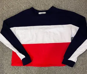 Gaze Stripped Red White and Blue Cropped Long Sleeve Top thumbnail 1