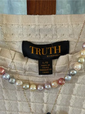 TRUTH Cream Waffle-Knit Long Sleeve Tee thumbnail 4