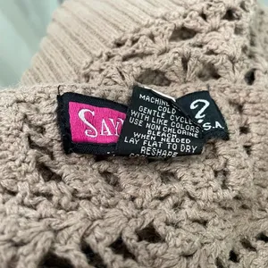 Say What Size Small Taupe Tan Boho Open Knit Crochet Sweater Top Y2K Hippie thumbnail 5