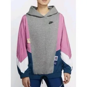 VTG 90s Nike Icon Clash Retro Color Block Pullover Hoodie Woman's XS Oversized thumbnail 2