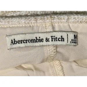 Abercrombie & Fitch White Tan Beige Tweed Zip Up Wrap A-Line Mini Skirt Size M thumbnail 3