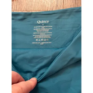 Quince Italian Demi Bikini Top in Light Blue Size and Teal High Rise Bottoms XS thumbnail 4
