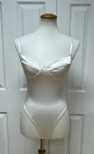 ADIKA White‎ Satin Bodysuit - Size S. thumbnail 1