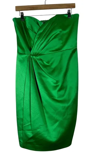 Davids Bridal F15103 Matte Satin Cocktail Dress Green Formal Pleated Size 10 thumbnail 1