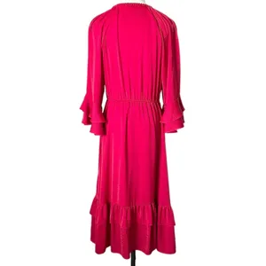 Kobi Halperin Bryant Red Braided V-Neck Ruffle Sleeve Midi Dress Size Small thumbnail 4