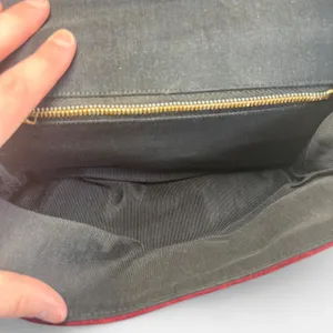 Red and Black Suede Clutch Bag for Women - Classic Minimalist thumbnail 5