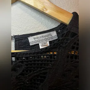 World Market black lace top blouse short sleeve unlined size S/M thumbnail 2
