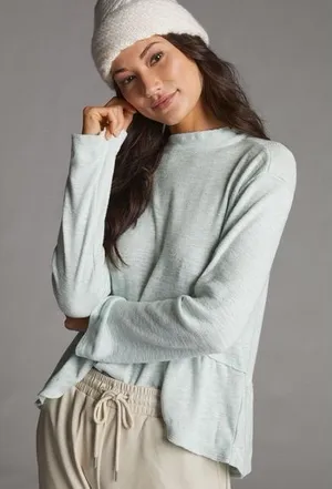 Pilcro Anthropologie Mock Turtleneck Flare Ruffle Sweater size‎ small thumbnail 1