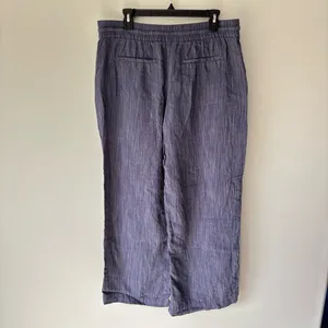 Athleta Cabo Linen Textured Wide Leg Pants Blue Flowy Beach Costal Athleisure thumbnail 9