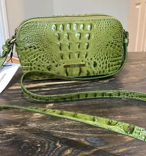 Brahmin Danica Olive Green Melbourne Ombre Croc-Embossed Leather Crossbody Bag thumbnail 1