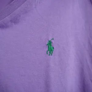 Ralph Lauren Sport Women's Large Purple V-Neck Cotton T-Shirt Green Pony Logo thumbnail 4